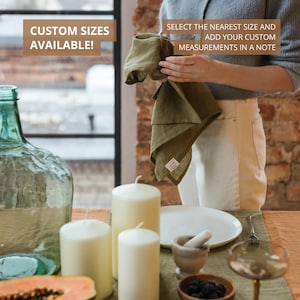Olive Green Tea Towel, Linen Tea Towel, Pure Organic Tea Towels In 18x26" Size, Linen Kitchen Towels, Linen Hand Towel image 2