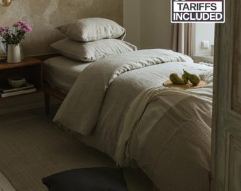 100% Flax Linen Sheet Set: Organic Washed Bedding, OEKO-TEX Certified, Custom Sizes, Linen Gift
