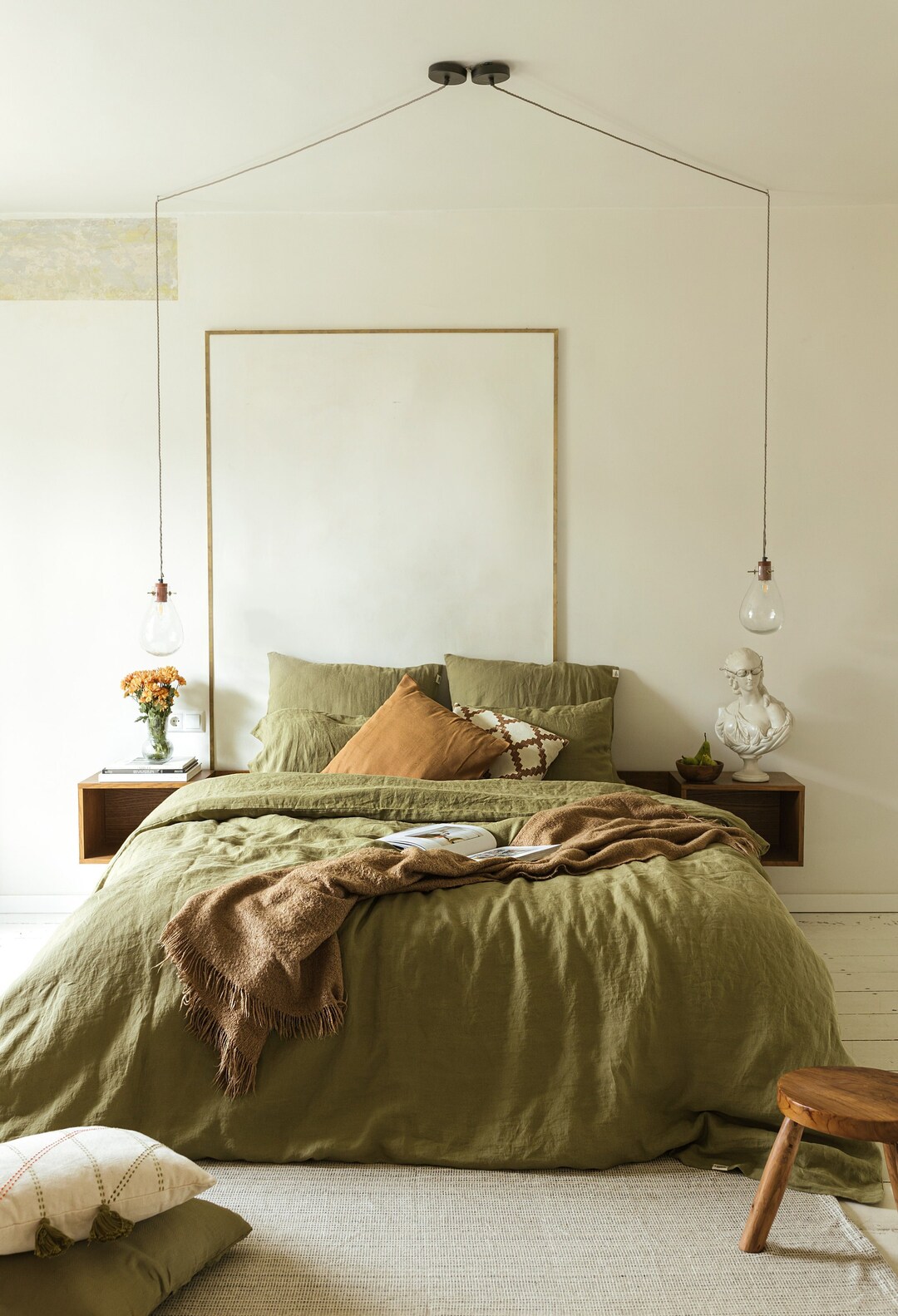Olive Green Linen Bedding Set Duvet Cover and 2 Pillowcases Natural Organic European Bed Linens in Queen King Single Double Twin Sizes Etsy UK