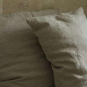 100% natural linen pillowcase, envelope closure linen pillow cover in 20x20, 26x26, 16x16 and other custom sizes, bed linen, cushion case image 2