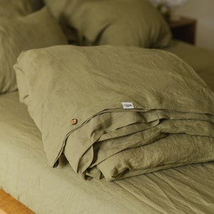 Green linen duvet cover