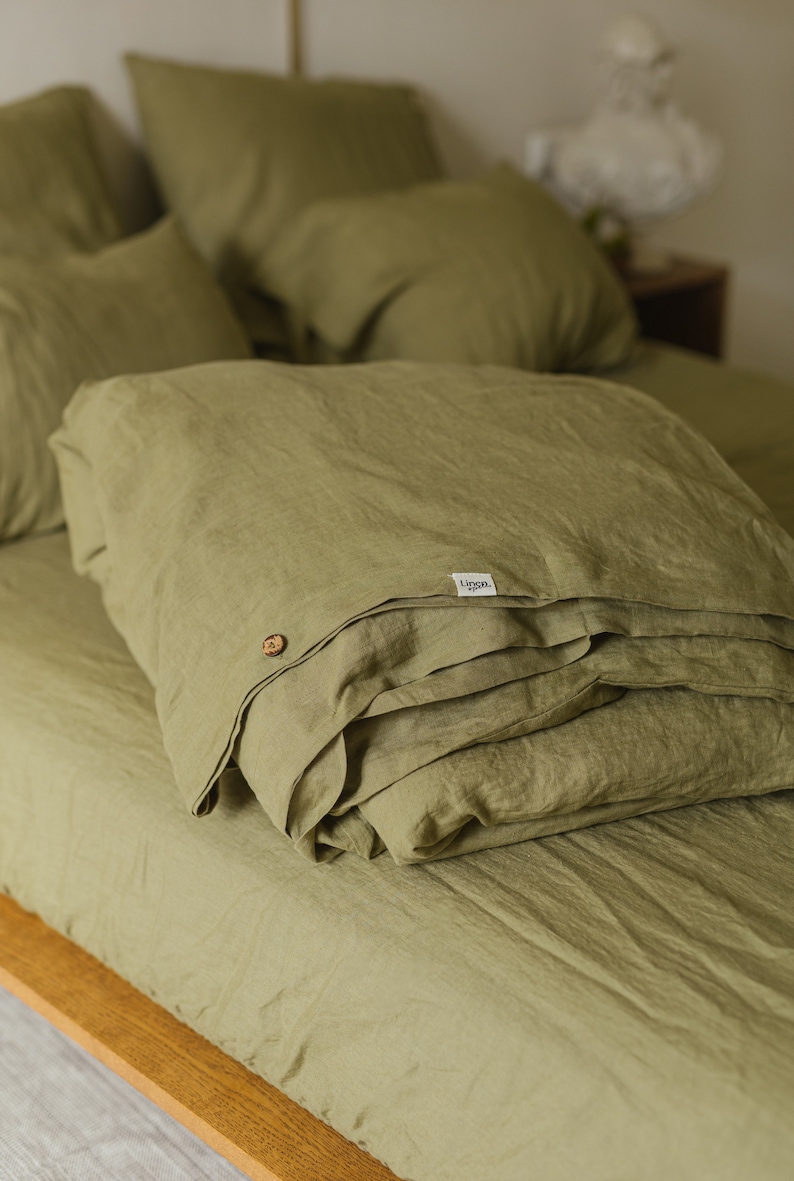 Green linen duvet cover