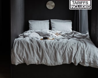 Juego de sábanas de lino 100%: Ropa de cama lavada orgánica, con certificación OEKO-TEX, tamaños personalizados, regalo de lino.