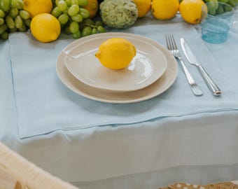 Himmelblaues Leinen Tischset für Küche, Ess- oder Hochzeitstisch Dekor, natürliche umweltfreundliche Tischsets in 14x18 '' Größe