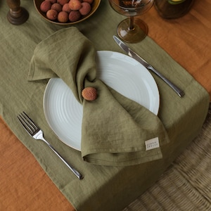 Olive green linen napkin set of 2, organic natural soft linen dinner napkins, table linens, eco friendly square napkins, custom napkins set