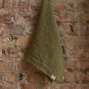Olive Green Tea Towel, Linen Tea Towel, Pure Organic Tea Towels In 18x26" Size, Linen Kitchen Towels, Linen Hand Towel image 3