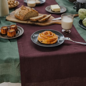 Dunkellila Farbe Leinen Tischläufer, Leinen Tischdecke, lange natürlich umweltfreundliche Bio Tischläufer, rustikale Hochzeit Dekor, feinen Tisch