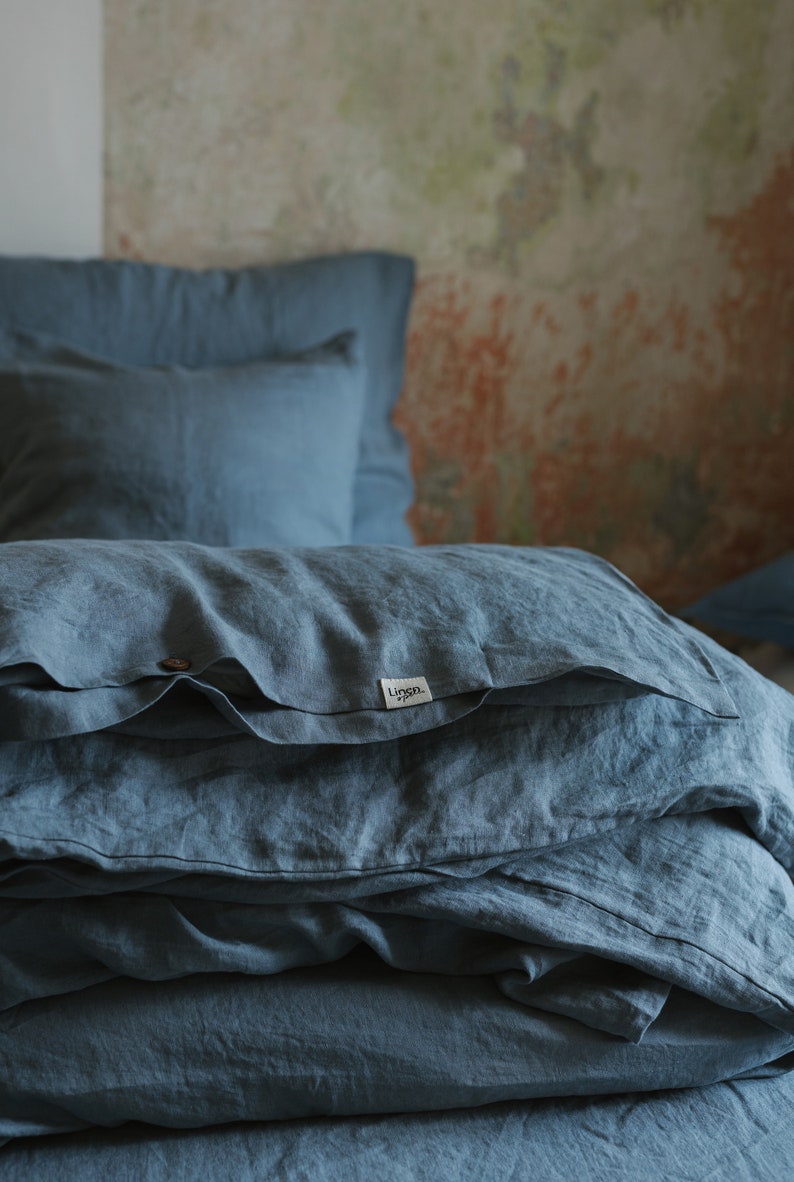 Dark grey linen duvet cover