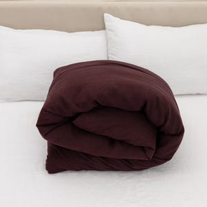 Deep purple linen doona cover with buttons in double, single and custom sizes, pure organic flax linen duvet cover, natural comforter cover