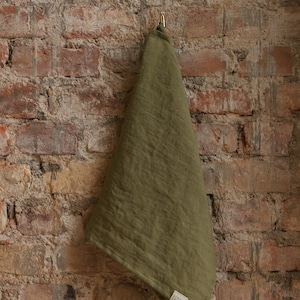 Olive Green Tea Towel, Linen Tea Towel, Pure Organic Tea Towels In 18x26&quot; Size, Linen Kitchen Towels, Linen Hand Towel