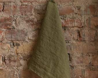 Olive Green Tea Towel, Linen Tea Towel, Pure Organic Tea Towels In 18x26" Size, Linen Kitchen Towels, Linen Hand Towel
