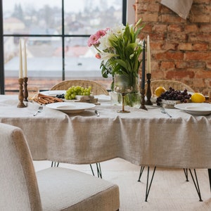 Natural Organic Melange Linen Tablecloth in Square, Rectangular or ...