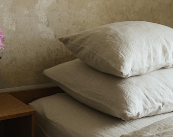 100% natural linen pillowcase, envelope closure linen pillow cover in 20x20, 26x26, 16x16 and other custom sizes, bed linen, cushion case