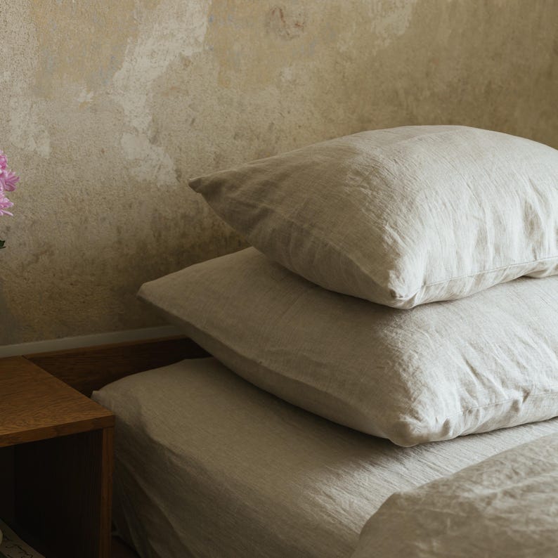 100% natural linen pillowcase, envelope closure linen pillow cover in 20x20, 26x26, 16x16 and other custom sizes, bed linen, cushion case image 1