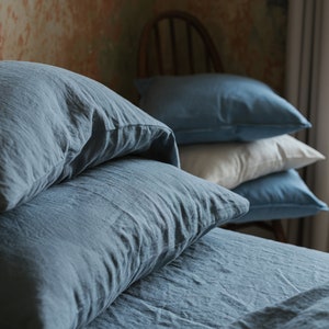 Dark grey organic natural linen pillow case