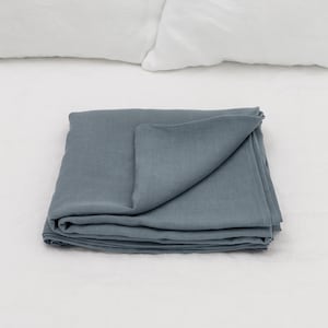Dark grey linen flat sheet in king, queen, single, twin and other custom sizes, flat linen bed cover, natural organic bedspread