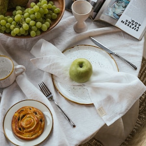 White linen napkin set of 2, organic natural soft linen dinner napkins, table linens, eco friendly square napkins, custom napkins set