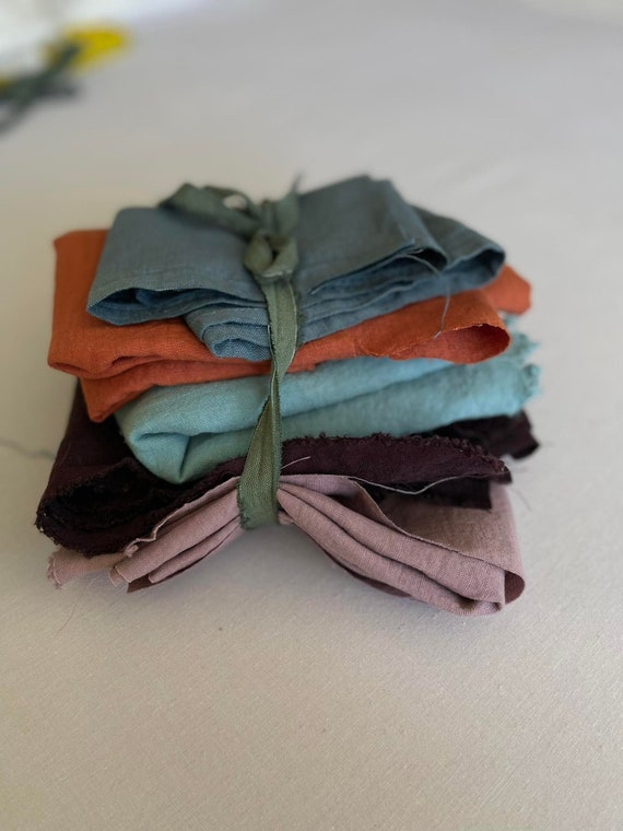 Natural linen remnants, linen scraps bundle, washed colored linen offcuts bundle, linen fabric remnants, linen for quilting, linen swatches