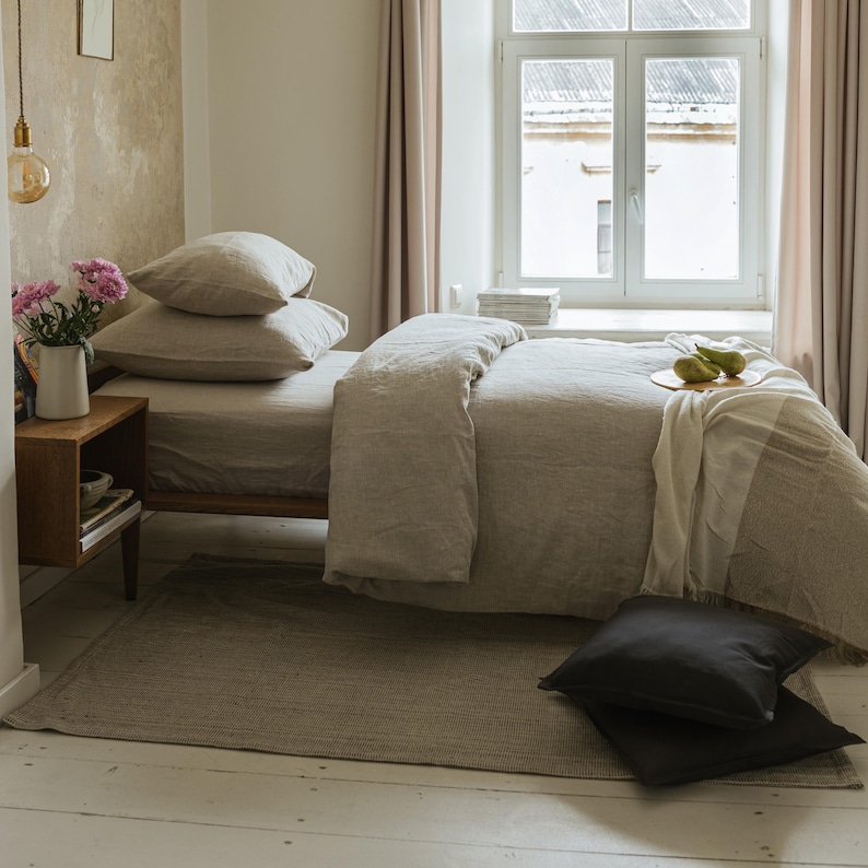 100% natural linen pillowcase, envelope closure linen pillow cover in 20x20, 26x26, 16x16 and other custom sizes, bed linen, cushion case image 4
