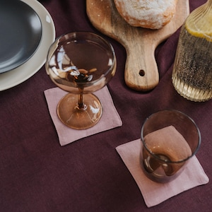 Woodrose Leinenuntersetzer 4er Set, umweltfreundliche natürliche Bio-Leinenuntersetzer, waschbare quadratische Untersetzer, Esstischwäsche