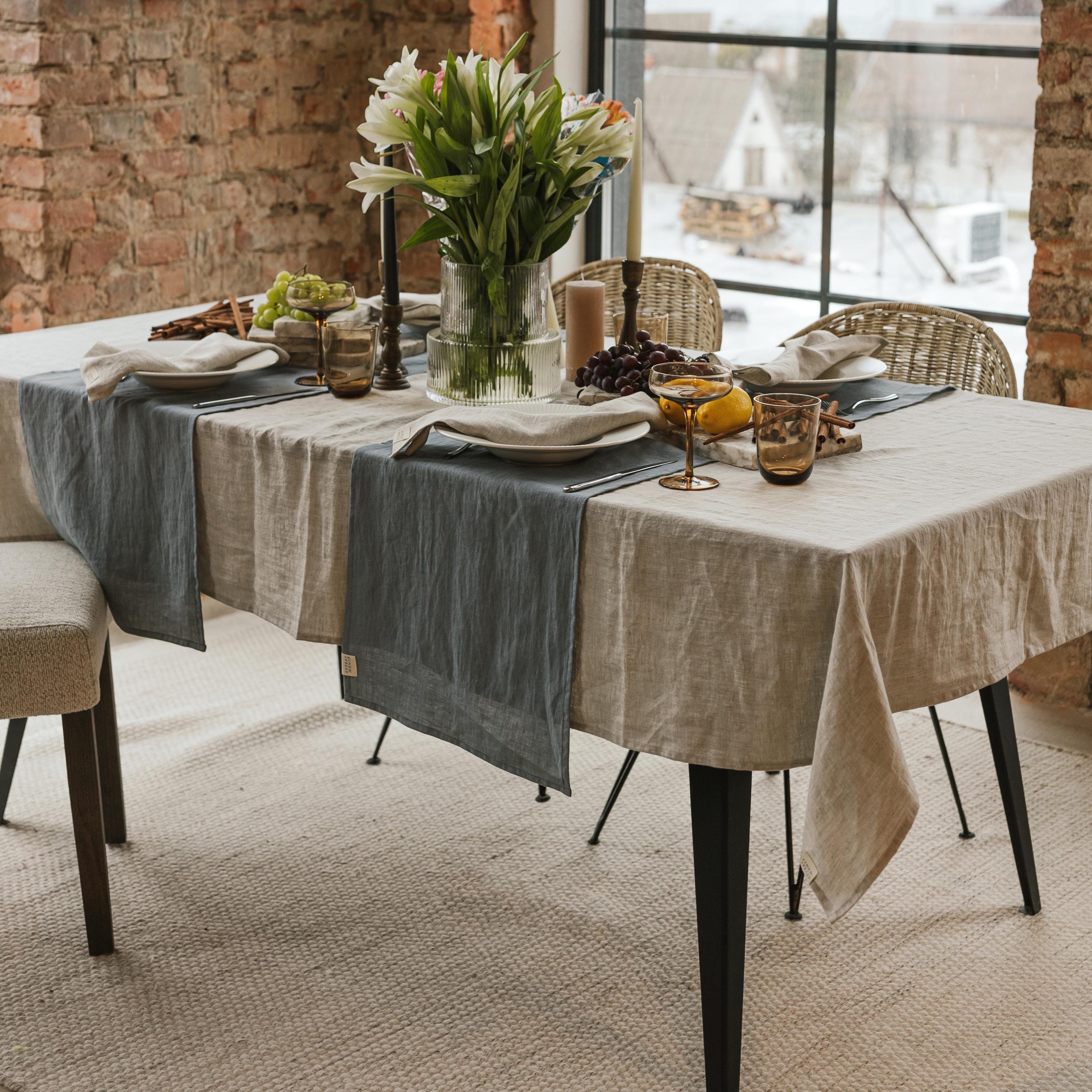 Natural Organic Melange Linen Tablecloth in Square, Rectangular or ...