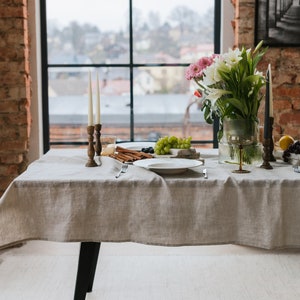 Natural Organic Melange Linen Tablecloth in Square, Rectangular or ...