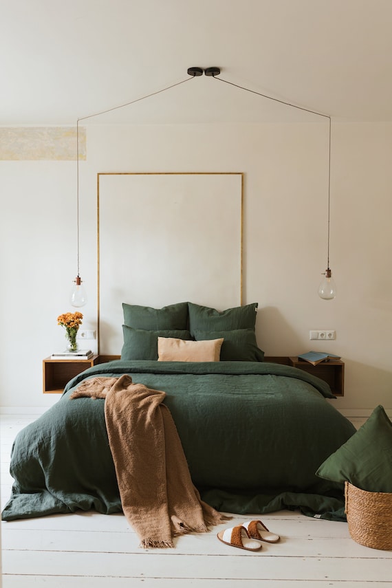 Forest green store pillow shams