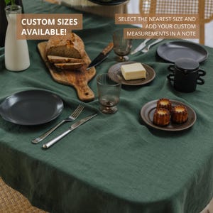 Forest Green Linen Tablecloth in Round, Rectangular or Square Shape ...