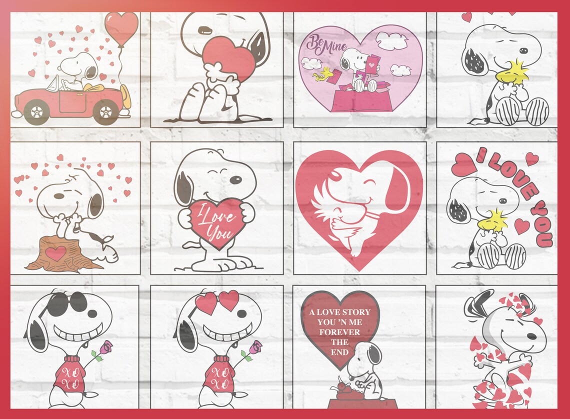 12 Snoopy Valentines Bundle SVG PNG Pdf Jpg and AI | Etsy