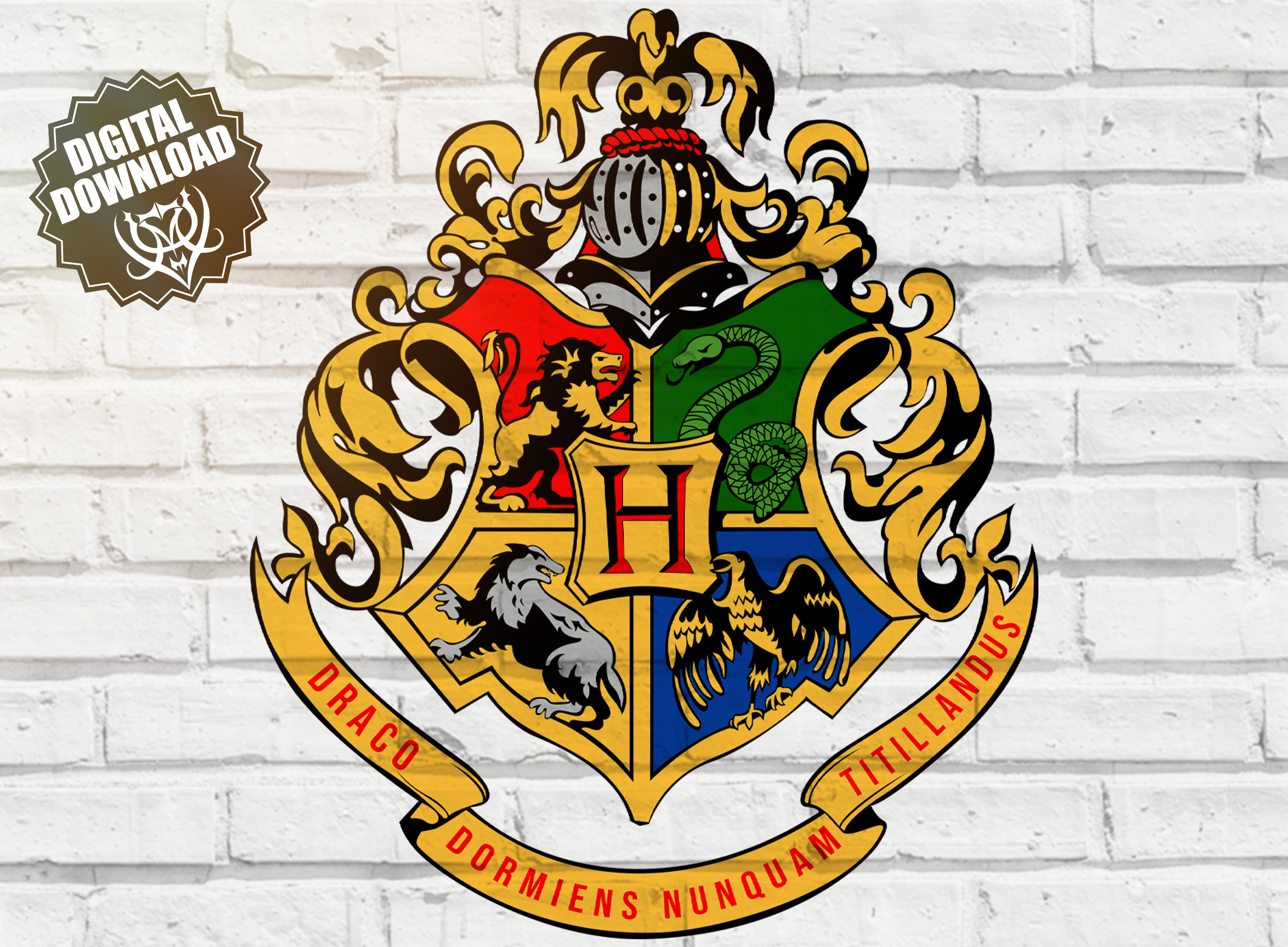 High Detail Hogwarts School Crest Emblem Color Hogwarts Etsy