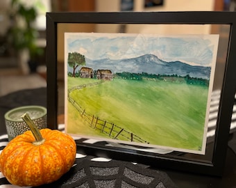 Watercolor Art - Mountain Ranch - Original and Print
