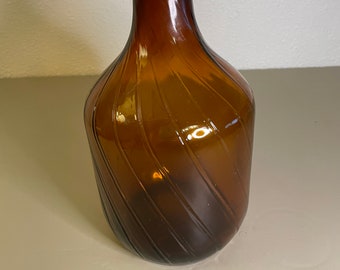 Botella vintage grande en espiral de ámbar marrón