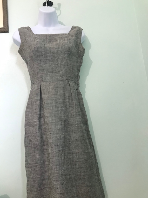 1940s Vintage Gray Linen Dress / Retro Dress Bole… - image 6
