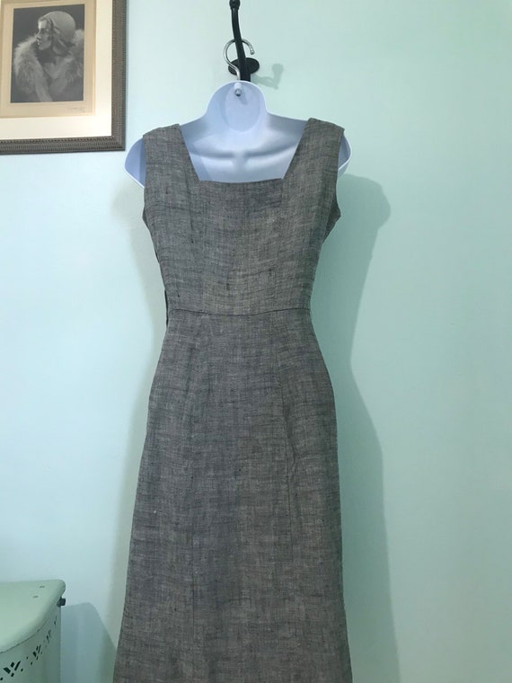 1940s Vintage Gray Linen Dress / Retro Dress Bole… - image 5