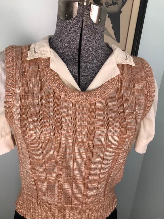 1970s Vintage Sweater Vest / Retro Brown Vest by F