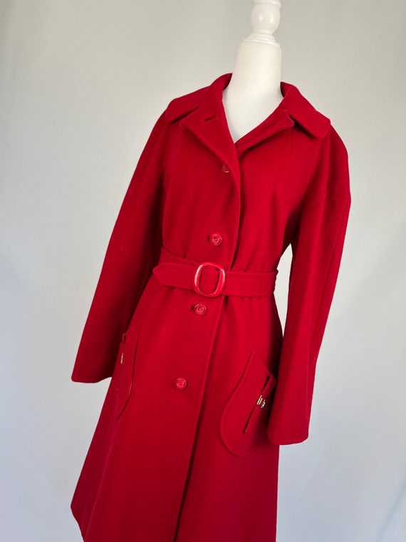 1980s Vintage Red Wool Princess Coat Medium