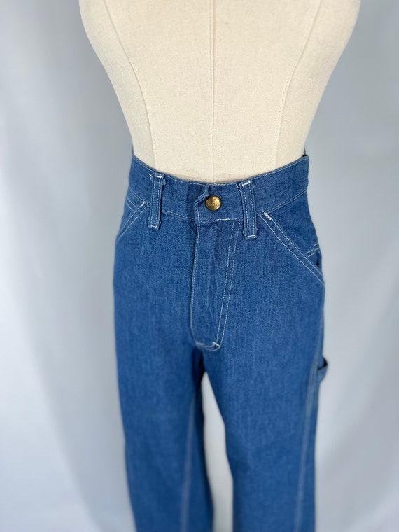 1980s Vintage High Waist Wide Leg Lee Dungarees J… - image 2