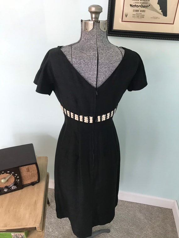 1950s True Vintage Handmade Black Wiggle Dress/ R… - image 6