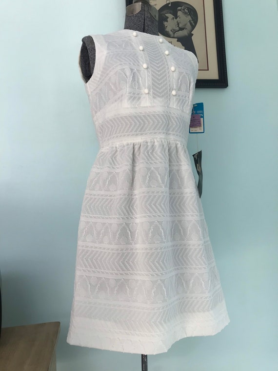 1960s Vintage Shift Dress / Mod White NWT by Gay G