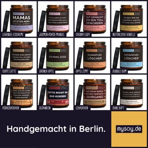 Lustige Duftkerze mit Spruch für die Küche | Handgemacht aus Sojawachs | In Geschenkbox | Valentinsgeschenk | Küchendeko, frech, Gast Gesche Bild 5