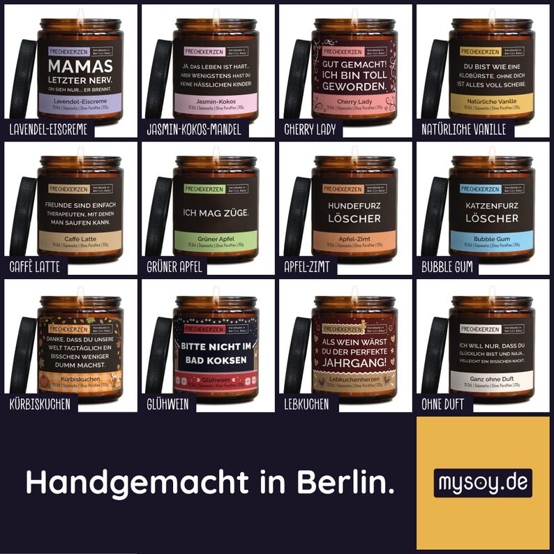 Lustige Duftkerze mit Spruch für die Küche | Handgemacht aus Sojawachs | In Geschenkbox | Valentinsgeschenk | Küchendeko, frech, Gast Gesche Bild 5