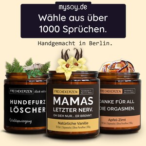 Lustige Duftkerze mit Spruch für die Küche | Handgemacht aus Sojawachs | In Geschenkbox | Valentinsgeschenk | Küchendeko, frech, Gast Gesche Bild 8