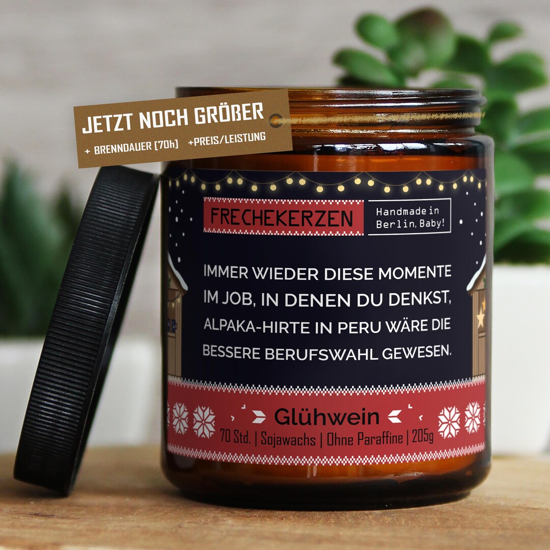 Lustige Duftkerze mit Spruch für Kollegen Handgemacht aus Sojawachs In