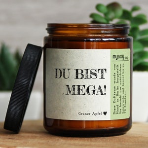 GLÜCKLICHT Duftkerze mit Spruch für Beste FreundIn | Handgemacht aus Sojawachs | In Geschenkbox | Nachhaltiges Geschenk Freundschaft Freundi