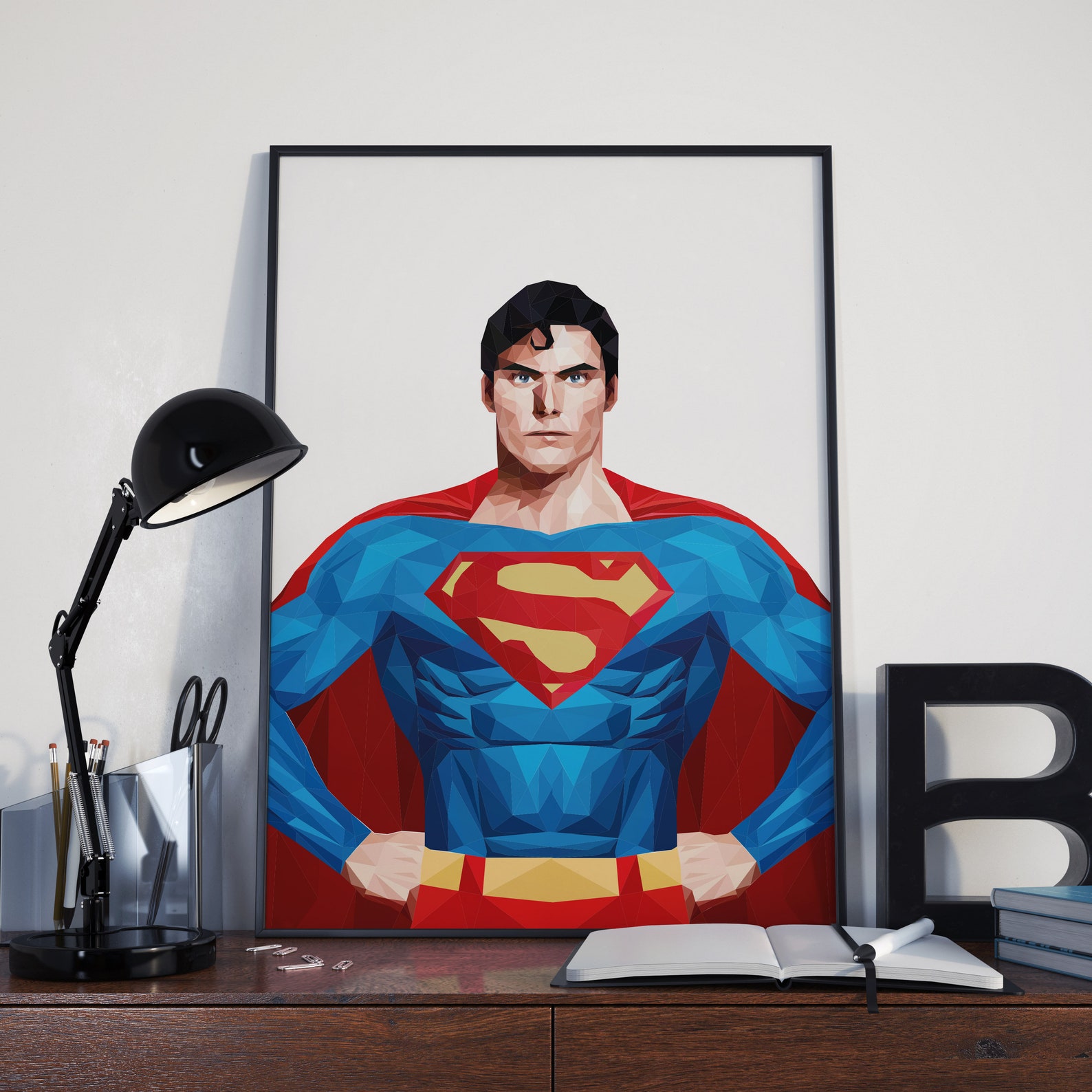 Superman Geometric abstract print icon Art Poster Geometric Etsy