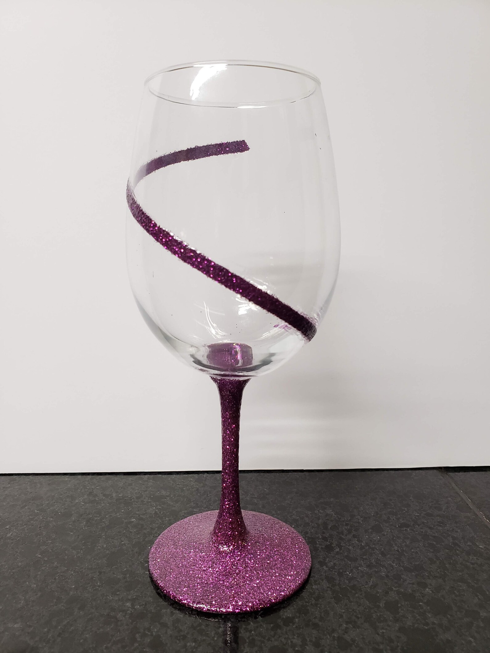Wine Glass Classic Stem 14 FL OZ Glitter Design Purple Etsy