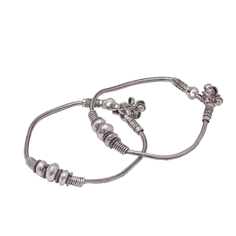 High QualityOxidized Greman Silver plated Stylish Spring Buds Design Pair Anklets Boho Anklets Women tribal Look