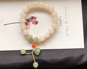 Hetian jade bracelets - jade bracelets - bracelets - plain beads bracelet - light pink bracelet