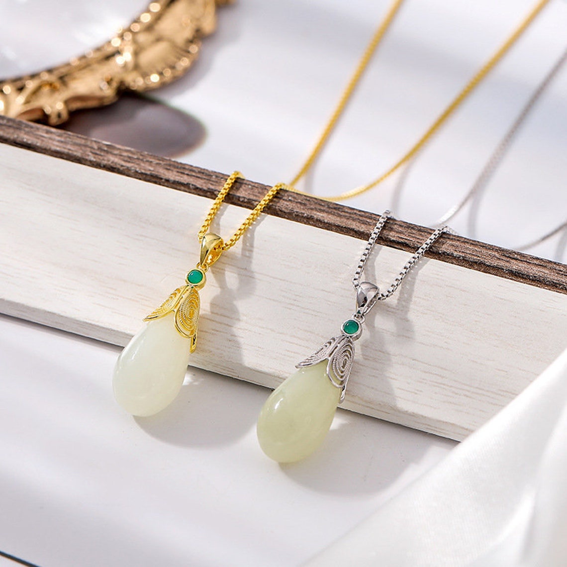Natural Hetian jade necklaceJade pendantDrop Jade Etsy