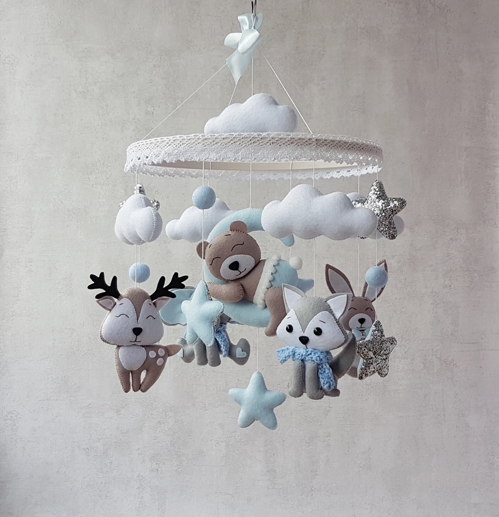 B?�b?� gar?�on mobile animal gar?�on mobile Blue Baby mobile | Etsy